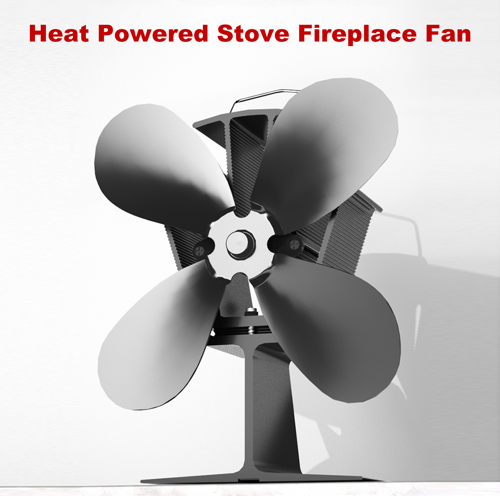 Heat Powered Stove Fan 122°F Start 4 Blades for Home Wood Log Burning Fireplace Circulating Warm Necessary Fireplace Accessories
