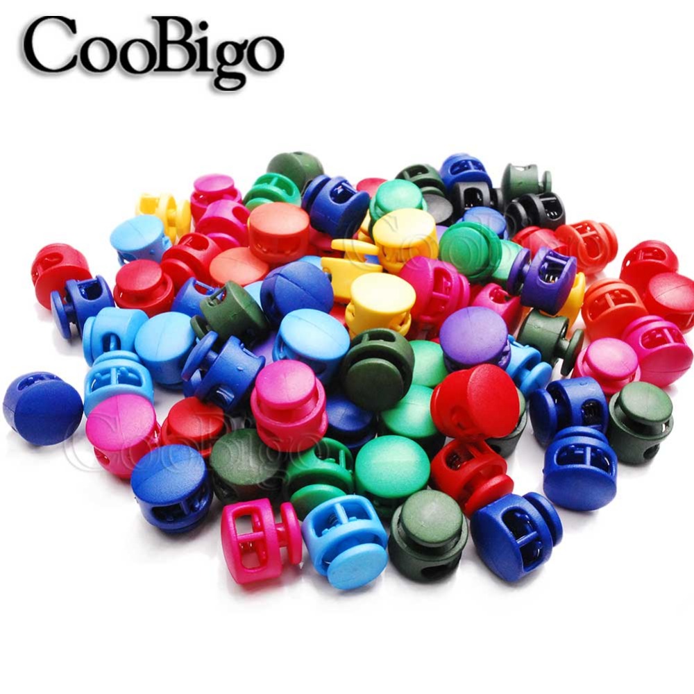 12pcs 16.5mm*16.5mm Multi-Colors Paracord Cord Lock Clamp 2 Hole Toggle Clip Stopper Shoelace Cord Bag Cord Lanyard Parts