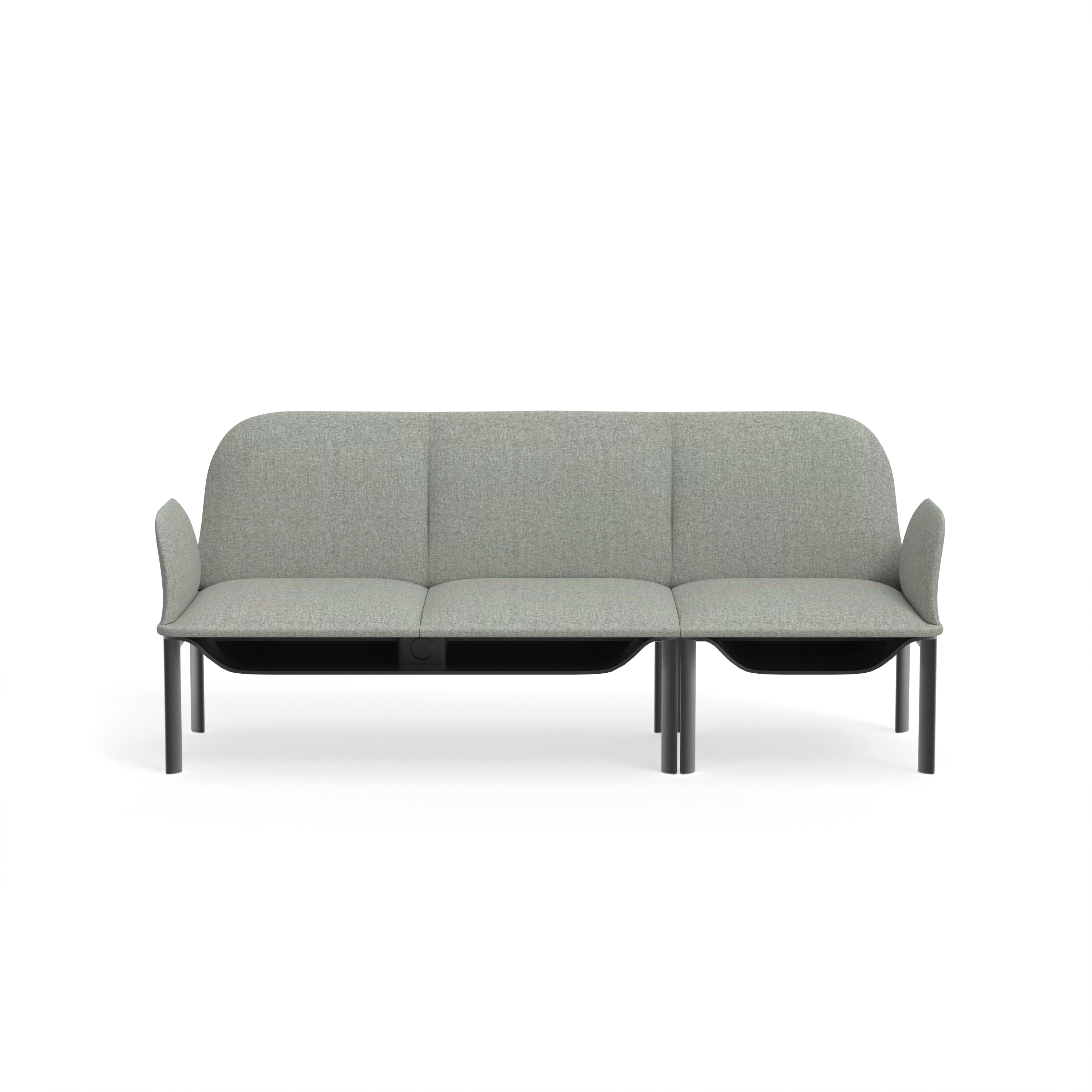 Patent - owned Modular Three - Seater Sofa with Armrests Injection - molded Shaped Foam Under - seat Storage Option Charging Socket Baked - Paint Egg - shaped Metal Legs Great for Office Meet - and - Greet