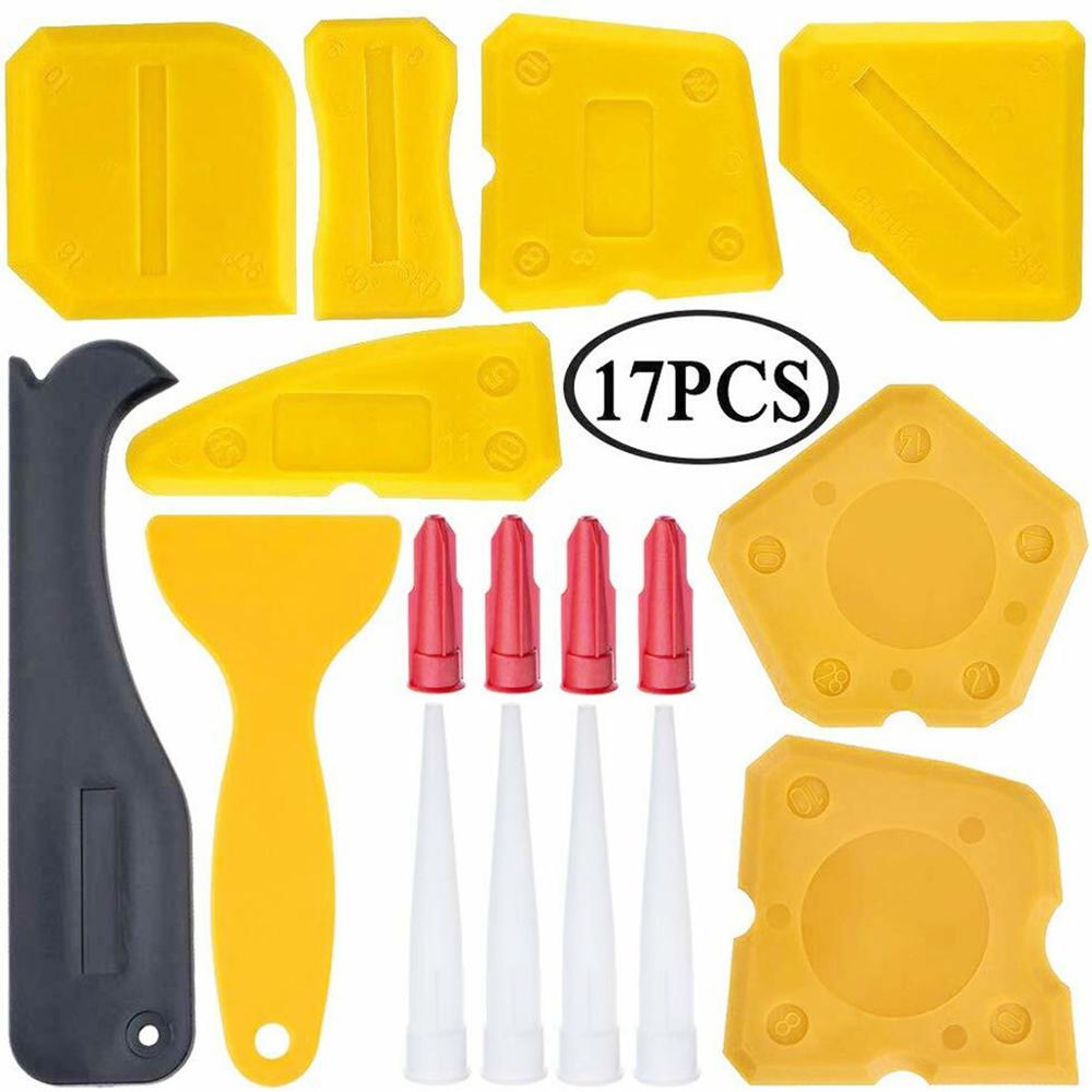 17pcs/set Silicone Sealant Caulking Finishing Tools Kit Tile Floor Door Corner Sealant Glue Removal Cleaner