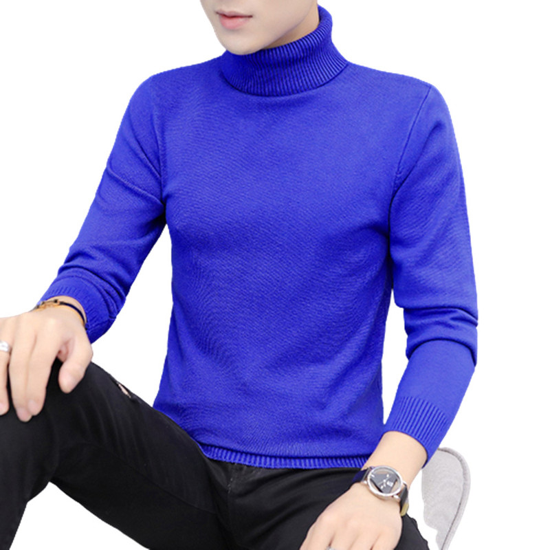 Men Turtleneck Sweaters Fashion Slim Fit Pullovers Mens Solid Knitted Turtleneck Sweaters Casual Warm Pullover Sweater Men