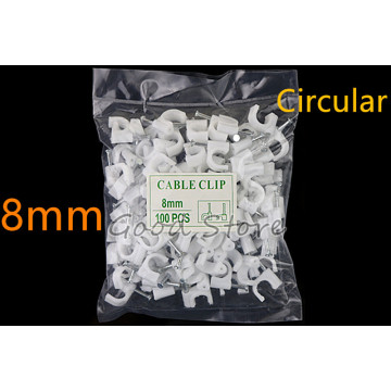 100pcs/bag 8mm circle steel nail Cable Clamp / Cable Clips Wire U Circle Cable Clamp with Nail Y