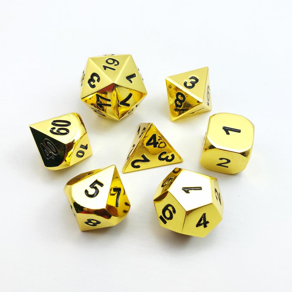 Golden Solid Metal Dice For Dnd Game 1