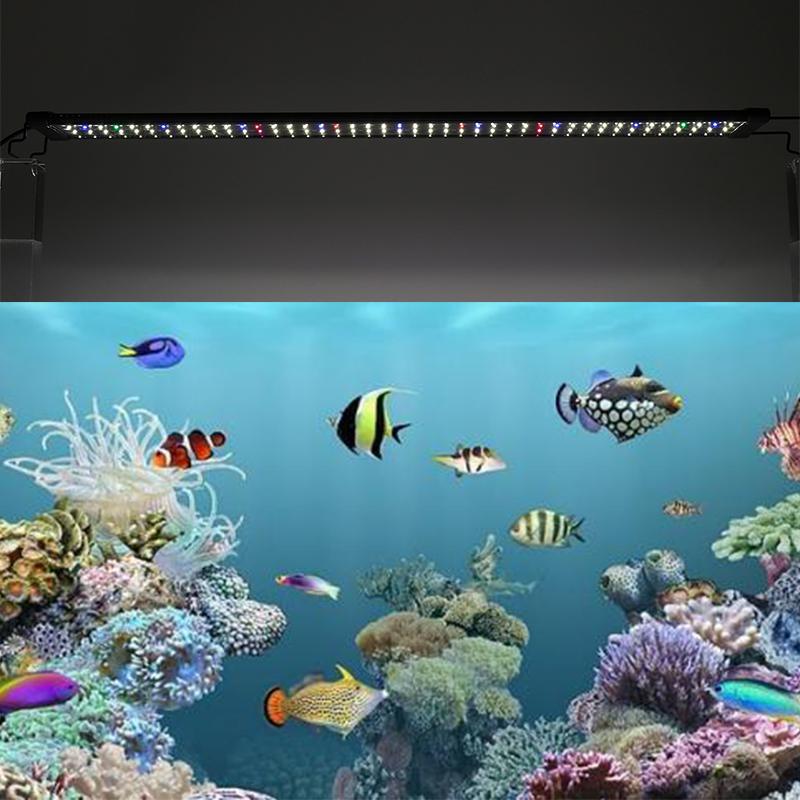 30W Super Slim 156 LED RGB Aquarium Lighting Full Spectrum Aquatic Plant Light 120-125CM Extensible Clip on Lamp for Fish Tank