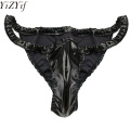 YiZYiF Sexy Gay Mens Loose Soft Shiny Spandex & Latex Rubber Briefs Underwear Sexy Mens Bull like Lingerie Briefs Underpants