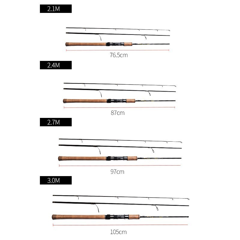 Daijia 3 Section Spinning Fishing Rod Spinning 2.1m 2.4m 2.7m 3m 30T High Modulus Graphite Carbon Saltwater Sea Bass Spinnig Rod