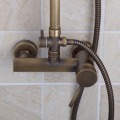 KEMAIDI Antique Brass Bathroom Rainfall Shower Head System Polished Chrome Bath & Shower Faucet Mixer Shower Set W/ Hand Spray