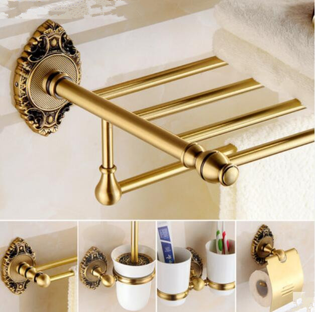 Brass Bathroom Accessories Set, Antique Bronze Paper Holder,Towel Bar,Toilet Brush holder ,Towel Holder bathroom Hardware set