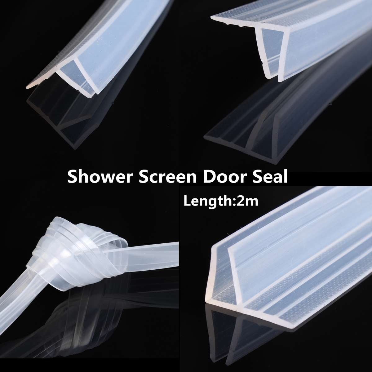 2m 6/8MM Plastic Rubber Bathroom Shower Screen Door Sealing Strip Glass Window Seal Strips Door Window Glass Fixture Accessories