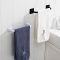 Black Plastic Wall Mounted Bathroom Towel Bar Self-adhesive Towel Rack Towel Ring Bathroom Supply