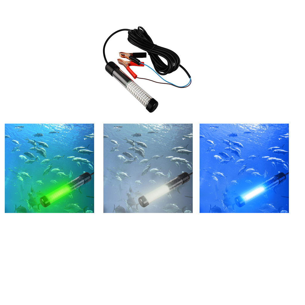 LED Submersible Fishing Light Underwater Fishes Finder Lamp with 5m Cord Clip Night Fishing Finder Fishing Attracting IP68