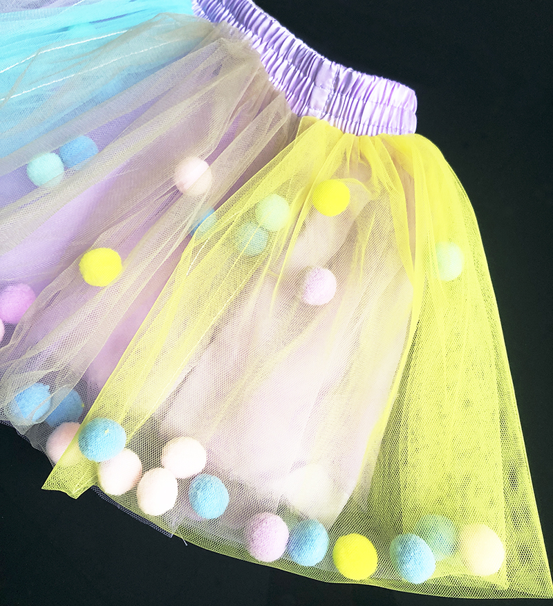 2020 New Arrival Infant Mulity Colorful Tulle Tutu Skirt Pom Pom Princess Mini Dress Children Clothing Pettiskirt Girl Clothes