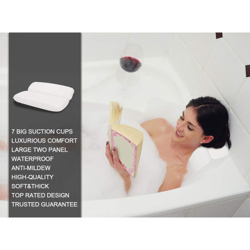 SPA Bath Pillow Non-Slip Bathtub Headrest Soft Two Panels Waterproof PU Cover With Suction Cups Easy To Clean Bathroom Accessory
