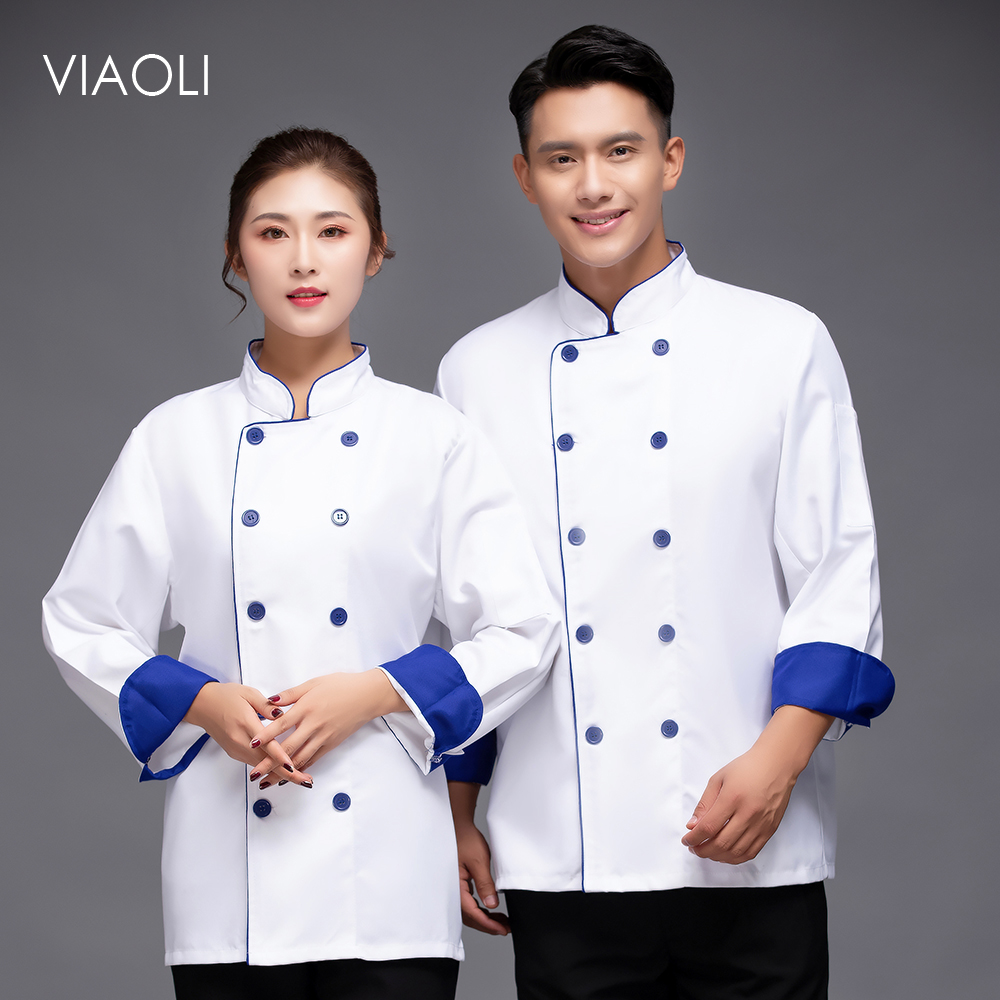 High quality chef cooking uniform hotel restaurant breathable chef clothing baking chef long sleeve uniform Custom embroidery