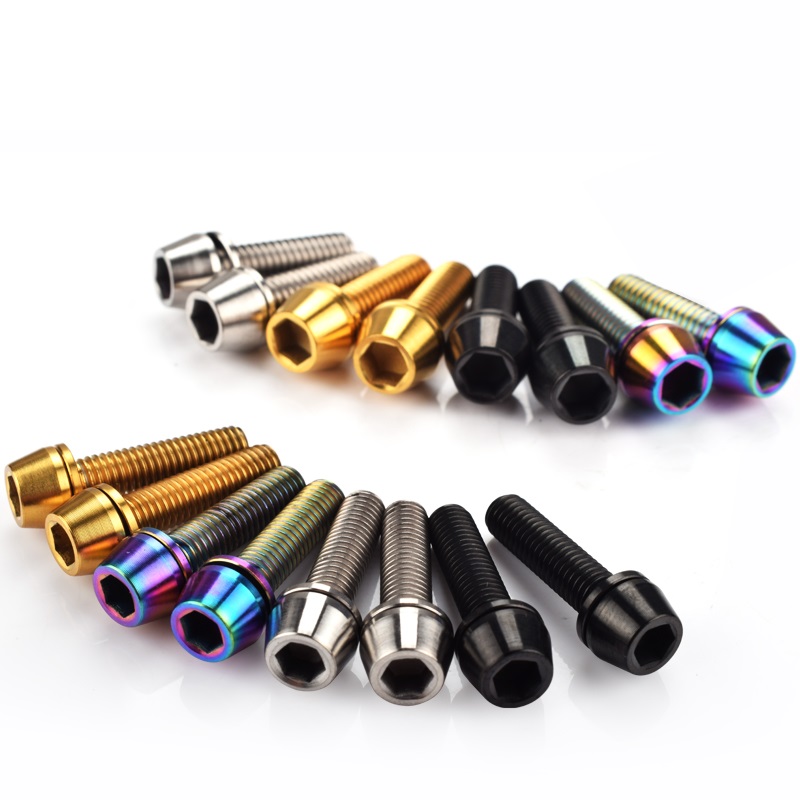 M6*20mm Ti Titanium Alloy Screw With Washer Mountain Road Bicycle handlebar Bicycle Stem Bike Headset Screws Colorful Bolts 2pcs