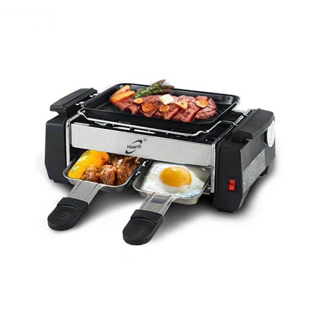 1000W High Power Non-stick Family Barbecue Electric Raclette Grill Smokeless Grill Raclette Pan Electric Griddle