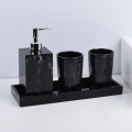 Marble Texture Bathroom Supplies Black 4Pcs Resin Bathroom Accessories with Dispenser Toothbrush Holder Soap Dispenser