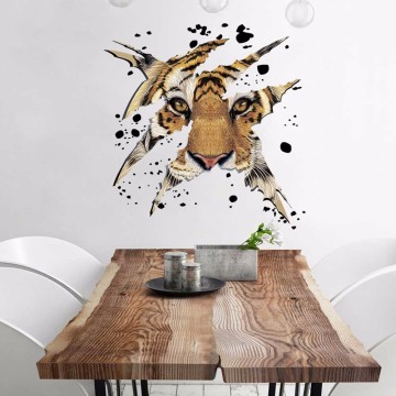 3D Tiger Scratches Head Portrait Wall Sticker Company Office Room Decor Living Room Bedroom Art Background Sticker Mural 18Oct