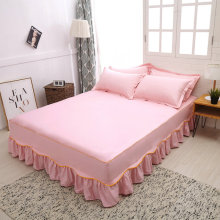 2020 new product pure cotton solid color lace bed skirt single piece princess style simple super soft thick bed cover
