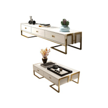 TV Stand modern Living Room Home Furniture TV monitor stand mueble tv cabinet mesa tv table+Coffee centro Table stainless steel