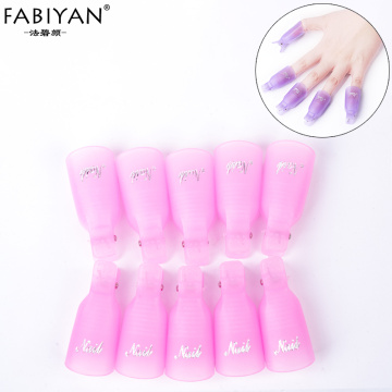 10pcs Random Color Plastic Soak Off Wrap Clip Cap Wearable Nail Art Polish Remover Cleaner Finger UV Gel Acrylic Manicure Tools