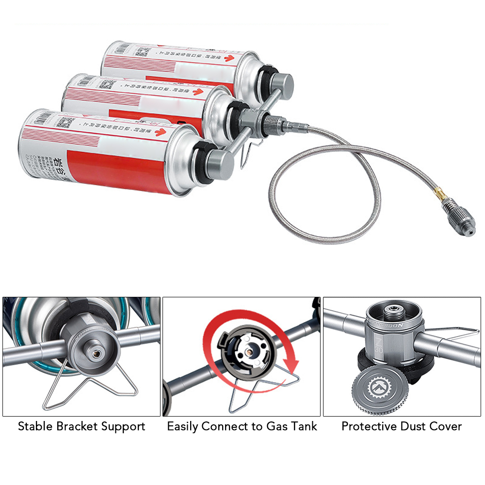 CAMPINGMOON 3 In 1 Butane Adapter with Stable Bracket Gas Cartridge Head Conversion Adapter Nozzle Bottle Type Butane Convertor