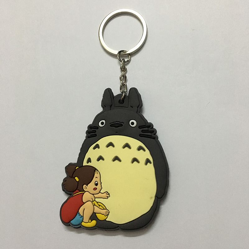 Miyazaki Hayao Anime Totoro Keychains Cute Spirited Away No Face Man Soft Plastic Key Chain Kids Gift Key Chains Bag Pendant