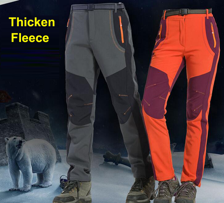 Thick Warm Fleece Soft Shell Pants Women Outdoor Men Waterproof Windproof Hiking Trekking Fishing Camping Climbing Trousers 5XL