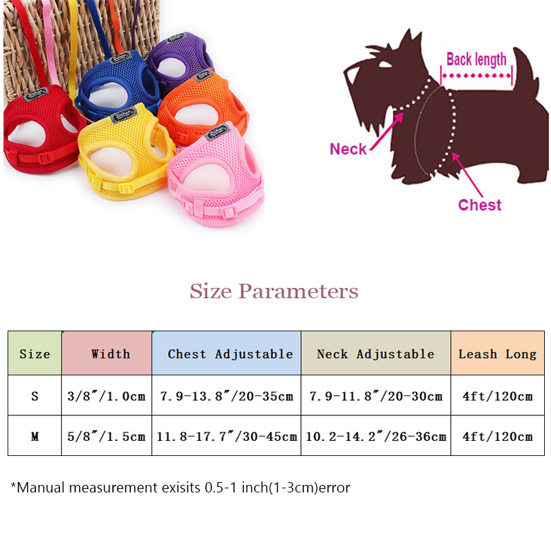 Soft Dog Harness Leash Set Mesh Breathable Adjustable Pet Harness for Small Medium Pets Cats Leashes Vest Pet Accessories