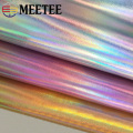 Meetee 50*138cm Silver Symphony PU Fabric Mirror Reflective Waterproof Fabric DIY Sewing Fluorescent Clothing Hat Bag Material