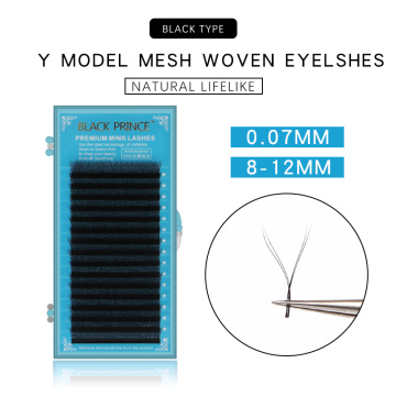 BLACK PRINCE 16 rows faux mink Y-shape volume eyelash extensions false eyelashes weave eyelash soft natural Easily grafting