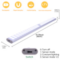 Night Light Wall Lamp 40CM 60LEDs LED PIR Motion Sensor 2 Row Lamp USB Rechargeable Portable For Cupboard Kitchen Wardrobe D30