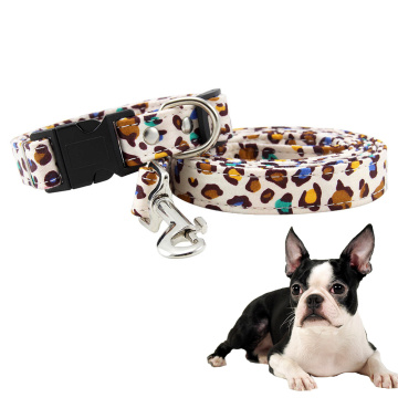 Fashion Leopard Dogs Collar Leashes Adjustable Puppy Collar Necklace Choker Designer Training Pet Collar Leash Belt Rope Stuff