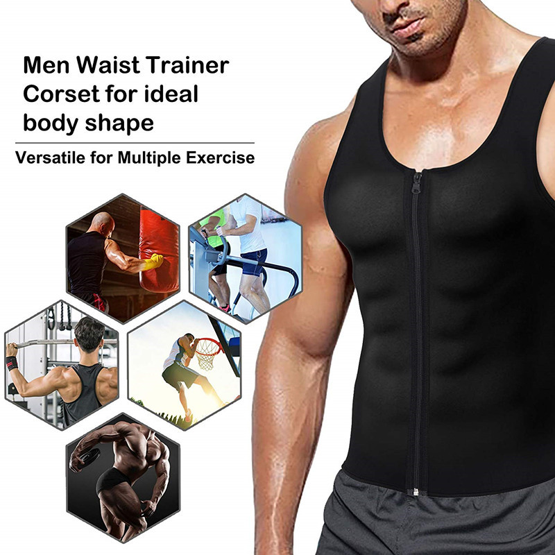 Brand Men's Body Shaper Compression Slimming Shirt Men Sweat Shirts Zip Sauna Undershirts Men Silver coated Waist Trainer Shaper