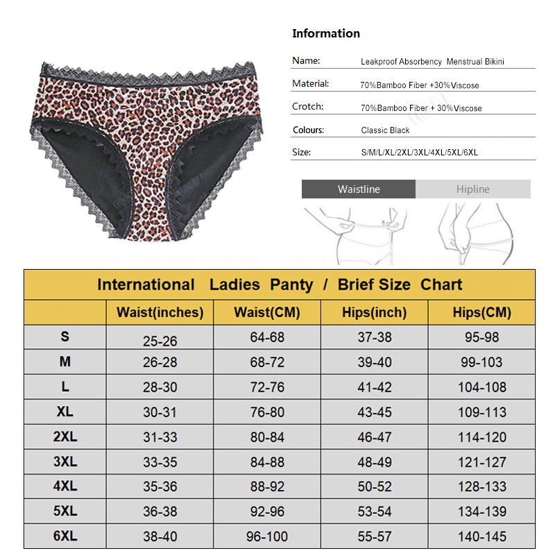 Menstrual Panties Leopard Print Women's Underwear Four Layers Leakproof Pants Bamboo Fiber Period Briefs Hot Sexy Lingerie New