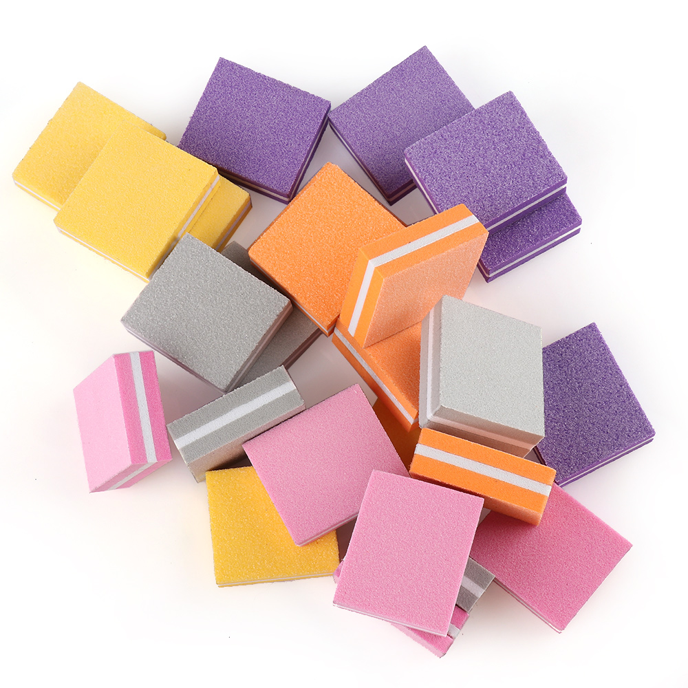 1PC High Elastic Sponge Candy Color Double-Sided Mini Nail Polisher Fine Sanding Polishing Block Nail Files Manicure Trim Tools