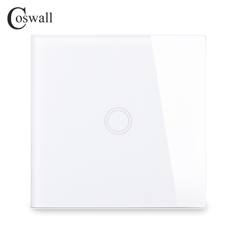 Coswall 1/2/3 Gang 1 Way On / Off Touch Sensor Wall Light Switch EU/Russia/Spain/UK Standard Crystal Glass Panel AC 110-240V