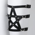 Sexy Leg Garter Belt Anti-Slip Adjustable Elastic Leather Punk Star Pentagram Leg Harness