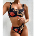 Misswim Flower dragon print High waist bikini 2020 female swimsuit women swimwear Two-pieces bikini set Bather Bathing Suit New