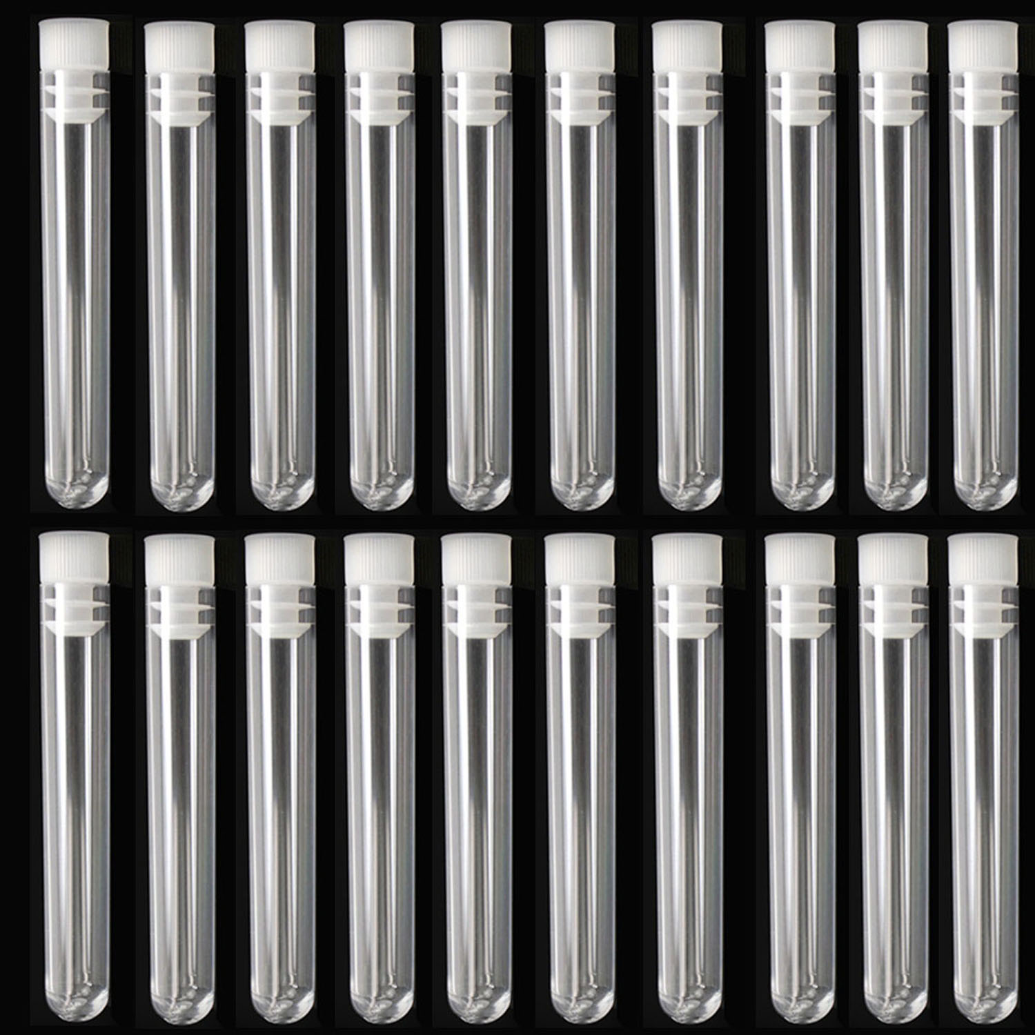 25pcs/Lot Clear Plastic Empty Test Tube with White Caps Stoppers U-Shaped Bottom Long Transparent Container Lab Supplies 7.5*1.2