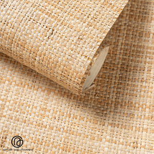 Natural Raffia Grass Wallcovering with Warm Rural Aesthetic