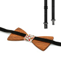 Wood Men's Bow Tie Wooden Bow Ties Handmade Plaids Bowtie For Men Wedding Cufflinks Party Accessories Neckwear Set