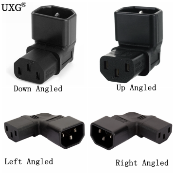 IEC 320 C14 to C13 Left Right Angle AC Adapter IEC 3Pole IEC 320 3pin Male to Female extend 90 Degree Down Up Angle AC converter