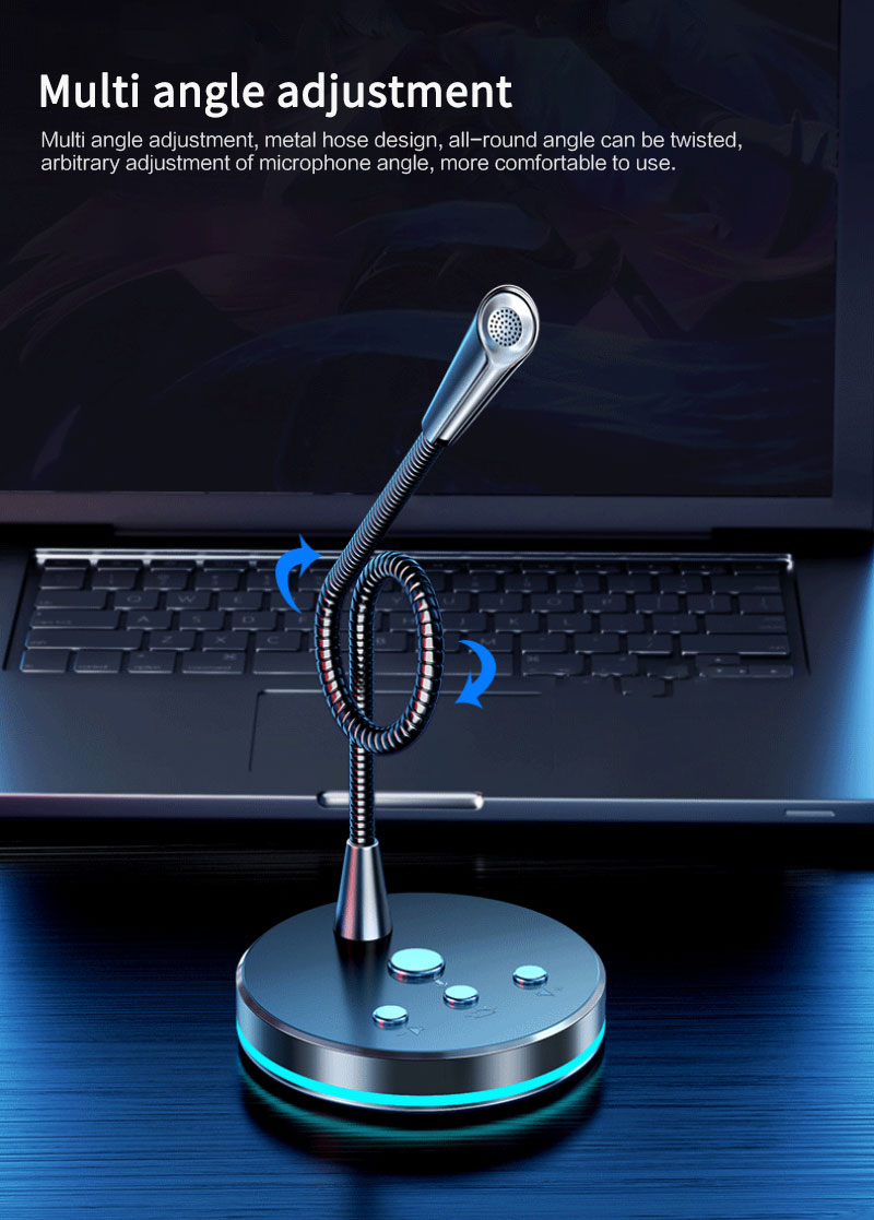 Metal Computer Microphone 360° Omnidirectional Microphone Gaming Chatting USB/3.5mm Gamer Microphone For PC Desktop Laptop