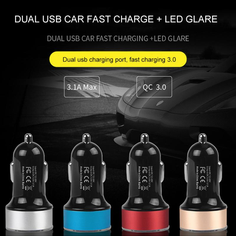 3.1A Dual USB Port LCD Display Car Auto Mobile Phone 12-24V Cigarette Socket Lighter Fast Car Charger Power Adapter Car Styling