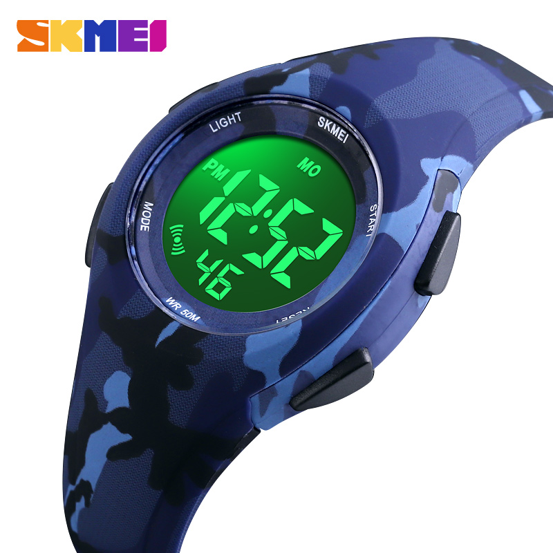 SKMEI Children LCD Electronic Digital Watch Sport Watches Stop Watch Luminous 5Bar Waterproof Kids Wristwatches For Boys Girls