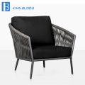 Garden furniture hotel use steel frame round rope sofa sets