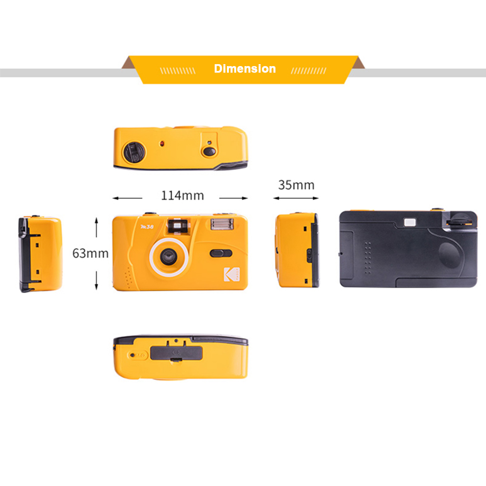 KODAK Vintage Retro M38 38mm Reusable Film Camera Yellow / Classic Blue / Red With Kodak UltraMax Film ( 1 Roll - 3 Roll )