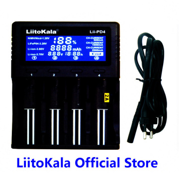 US/EU LiitoKala Lii-PD4 Battery Charger for 18650 26650 21700 3.7V/3.2V/1.2V/3.8V Lithium NiMH Battery LCD Display Charger Plate