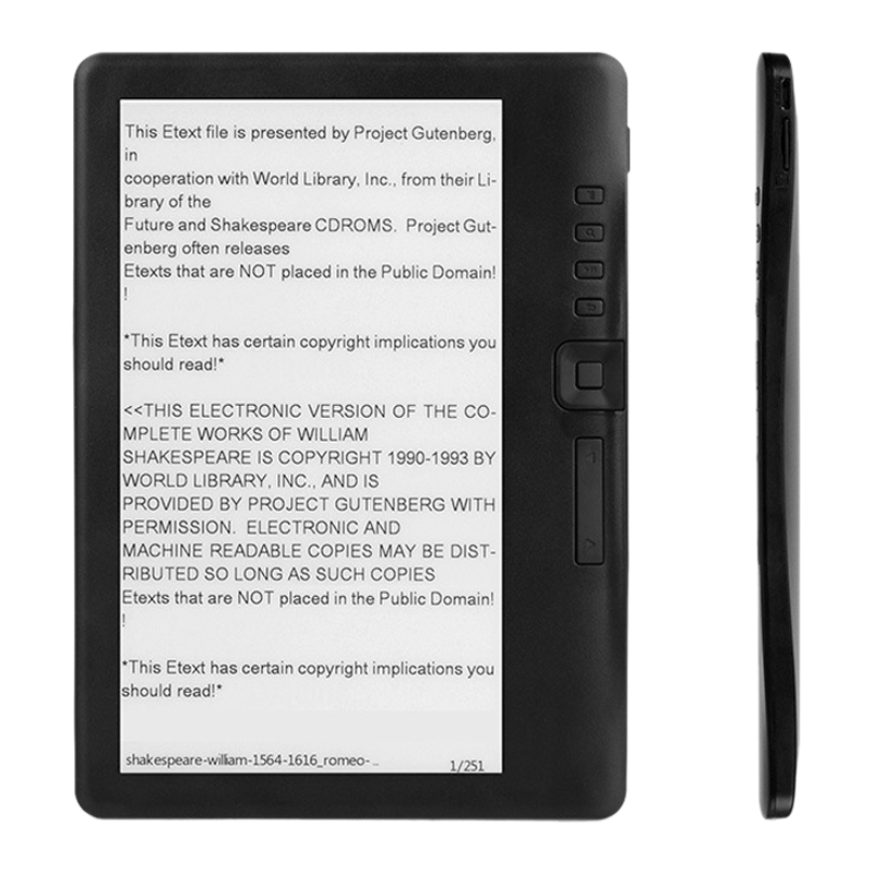 BK7019 Electronic Paper Book Reader 7 Inch TFT Color Sn Ebook Reader o Video MP3 Player Rechargeable 16GB